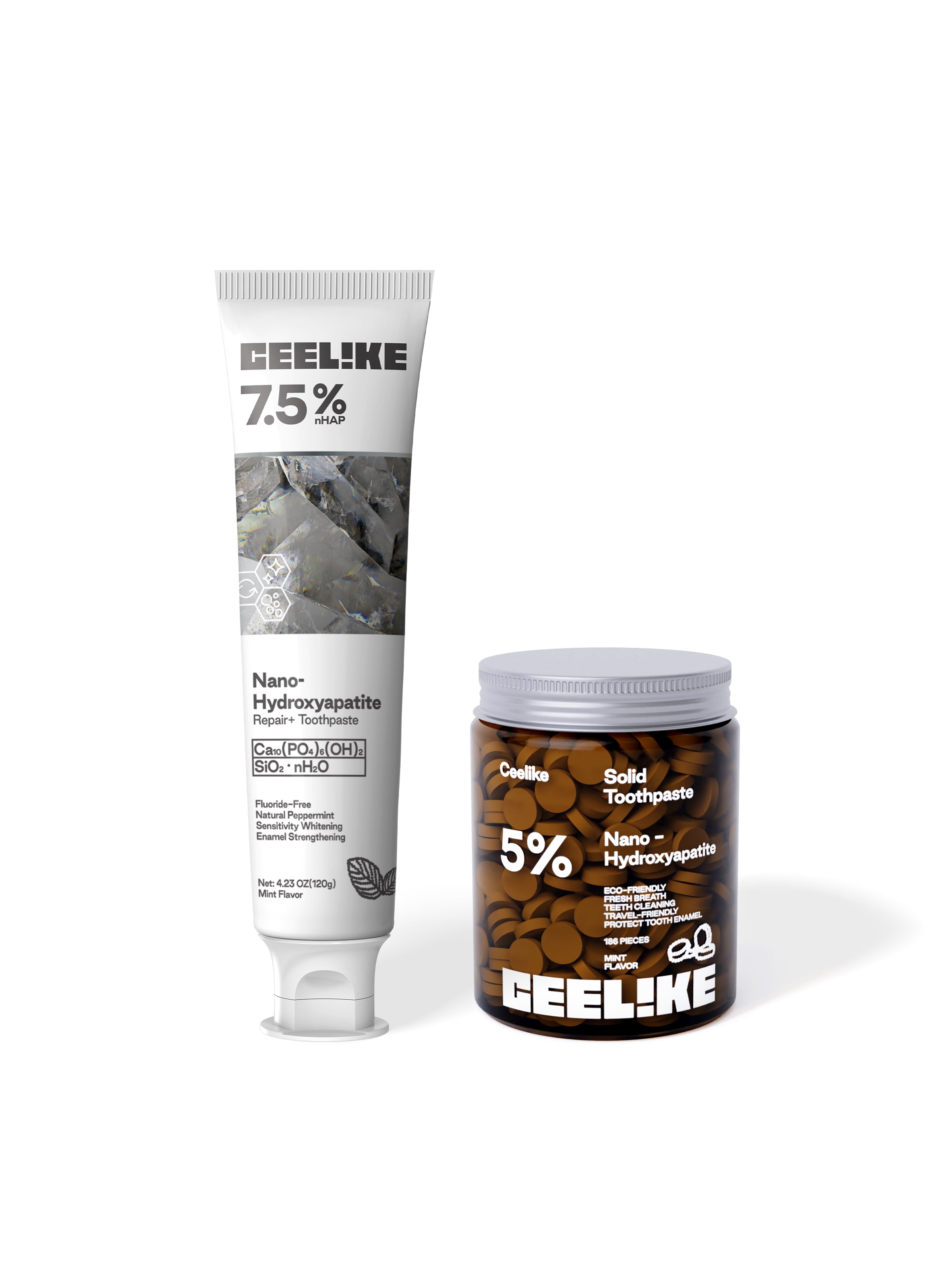 CEELIKE Dual Care Pack – Toothpaste + Solid Tablet Jar – Ceelike