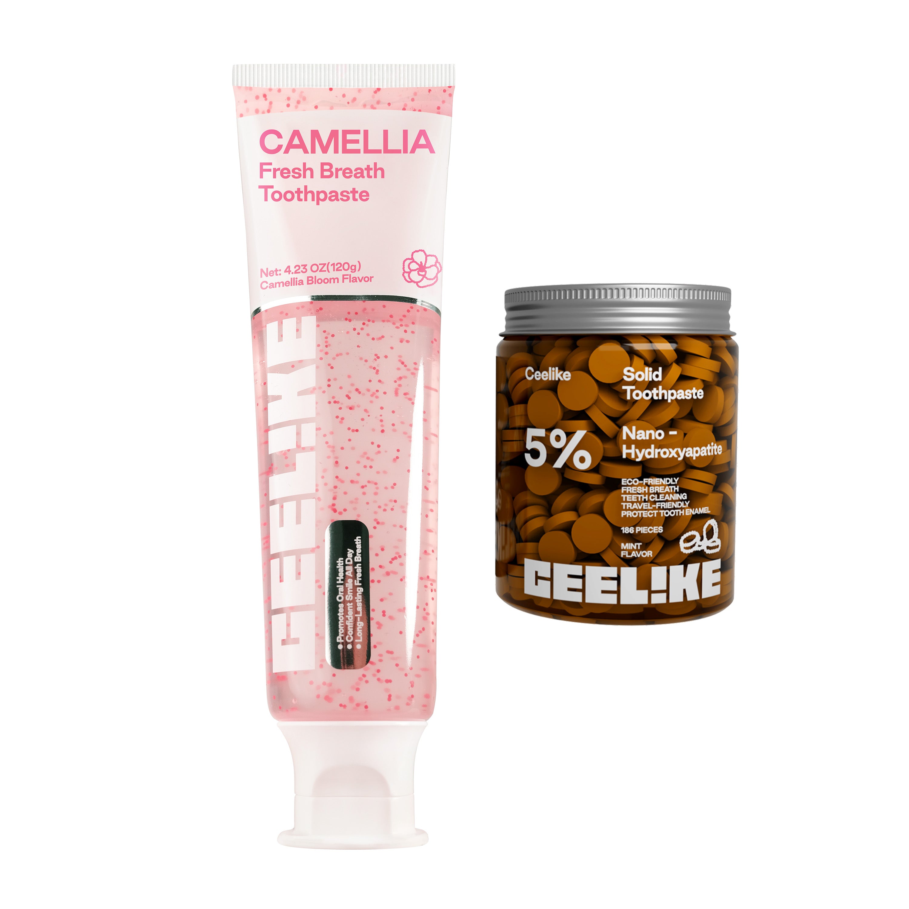 CEELIKE Dual Care Pack – Toothpaste + Solid Tablet Jar – Ceelike