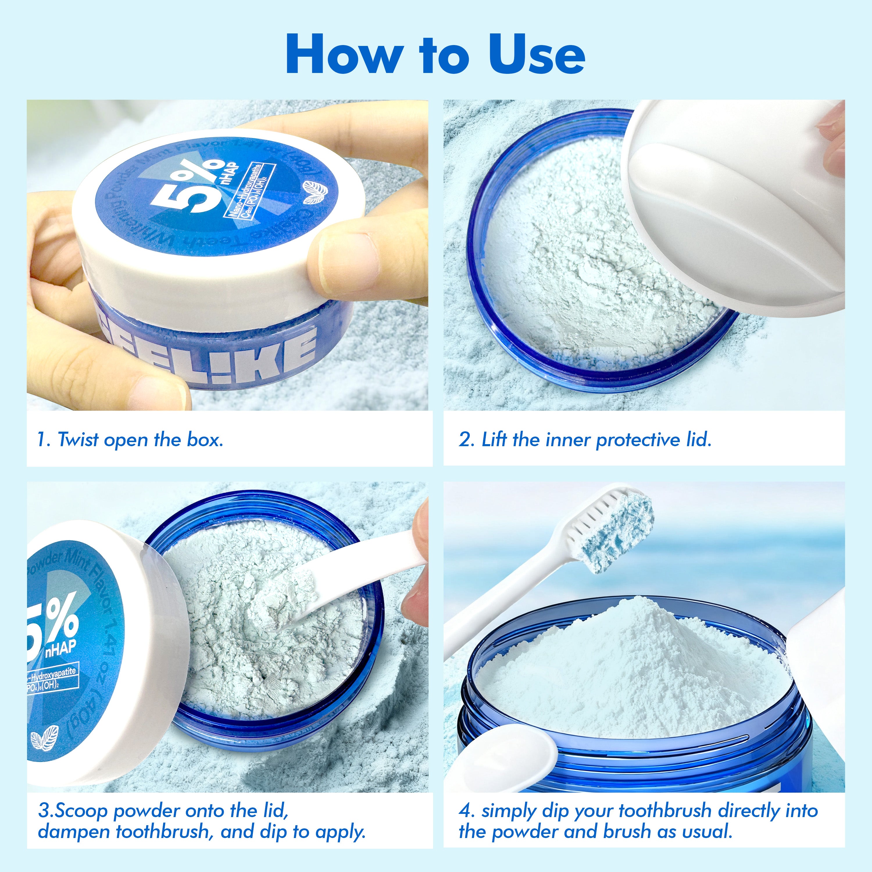 CEELIKE 5% Nano-Hydroxyapatite Whitening Tooth Powder