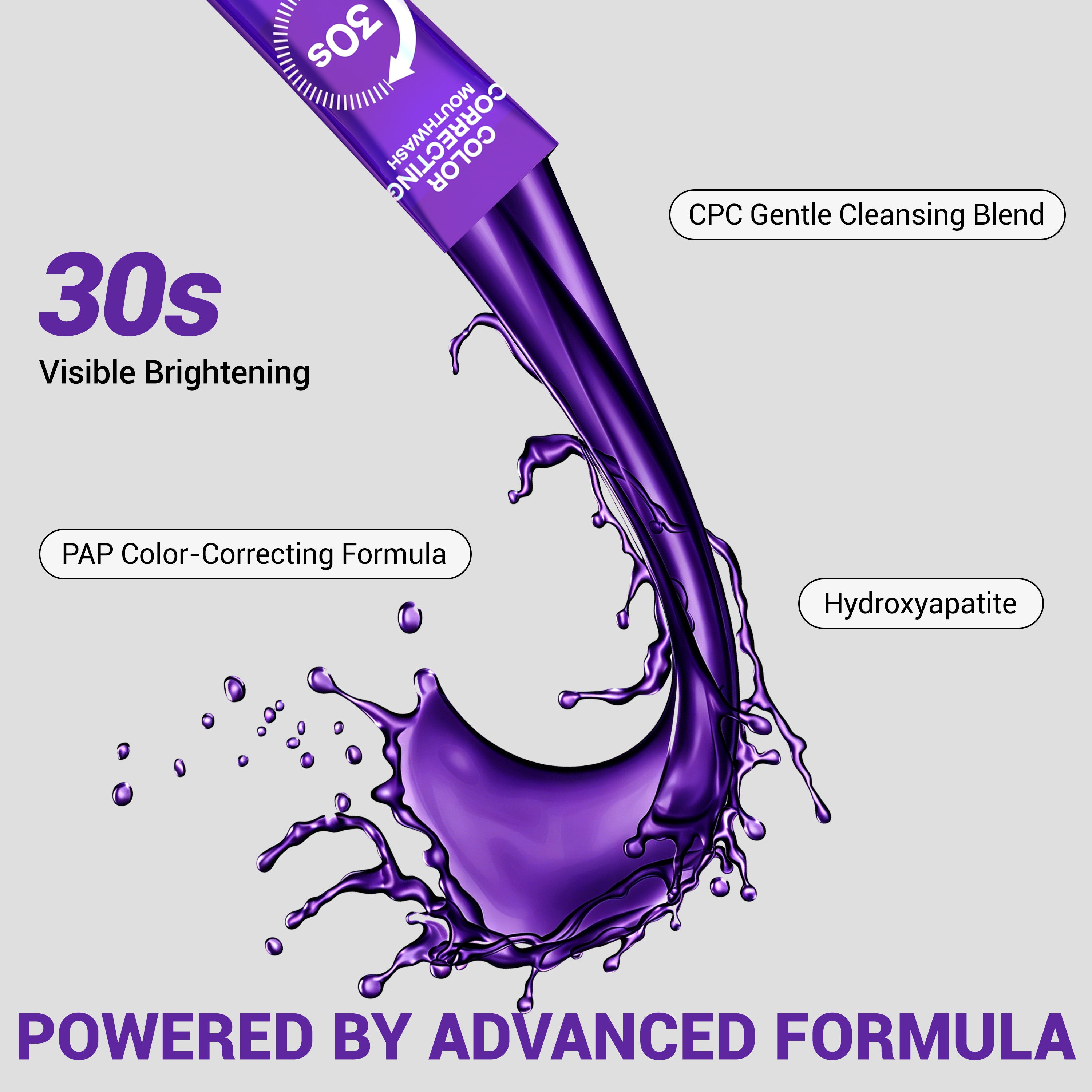 CEELIKE Purple Color-Correcting Stick Mouthwash | Alcohol-Free | Fresh Mint | 12 Sticks