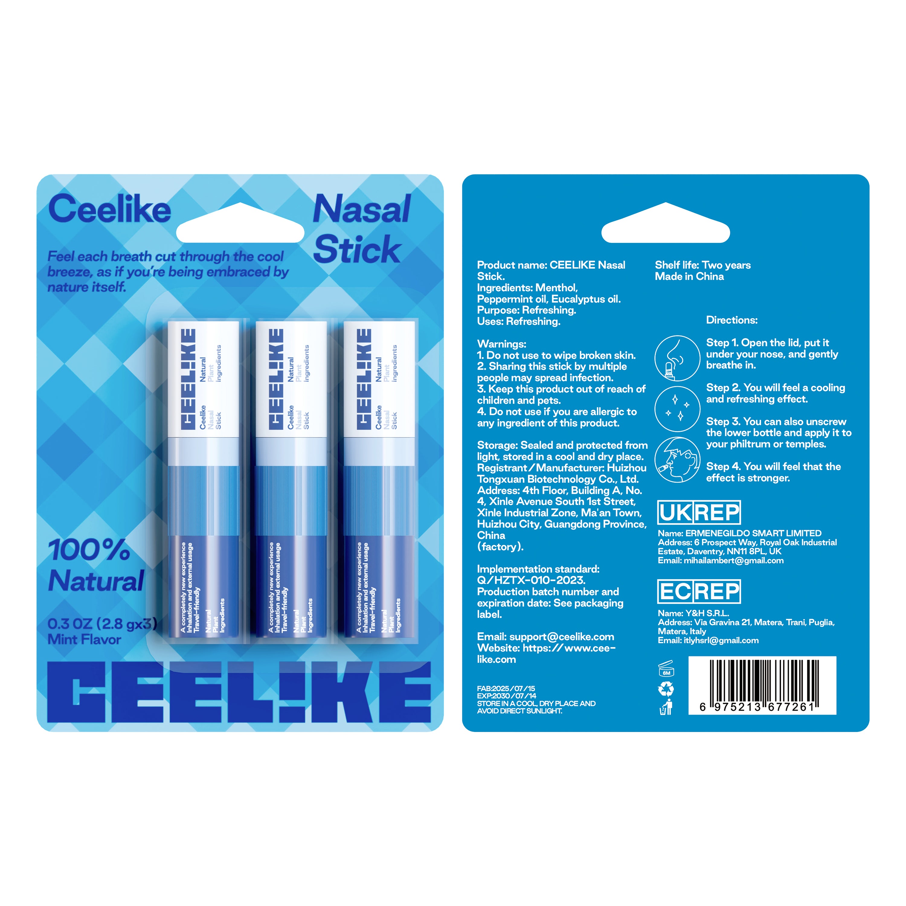 CEELIKE-NasalStick–Cool-blue-combo-show & Refreshing, Anytime, Anywhere
