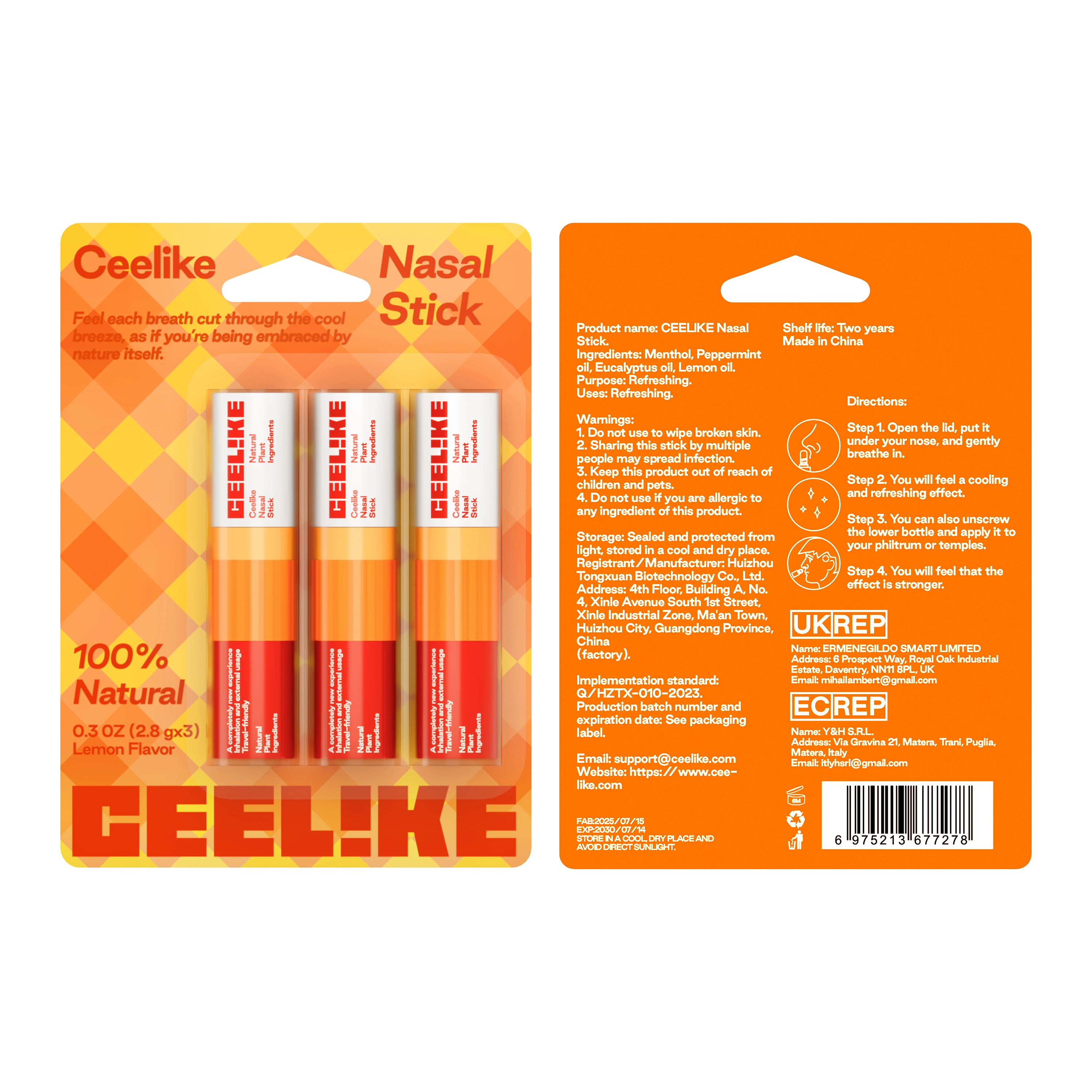 CEELIKE-NasalStick–Cool-orange-three-combo-show & Refreshing, Anytime, Anywhere