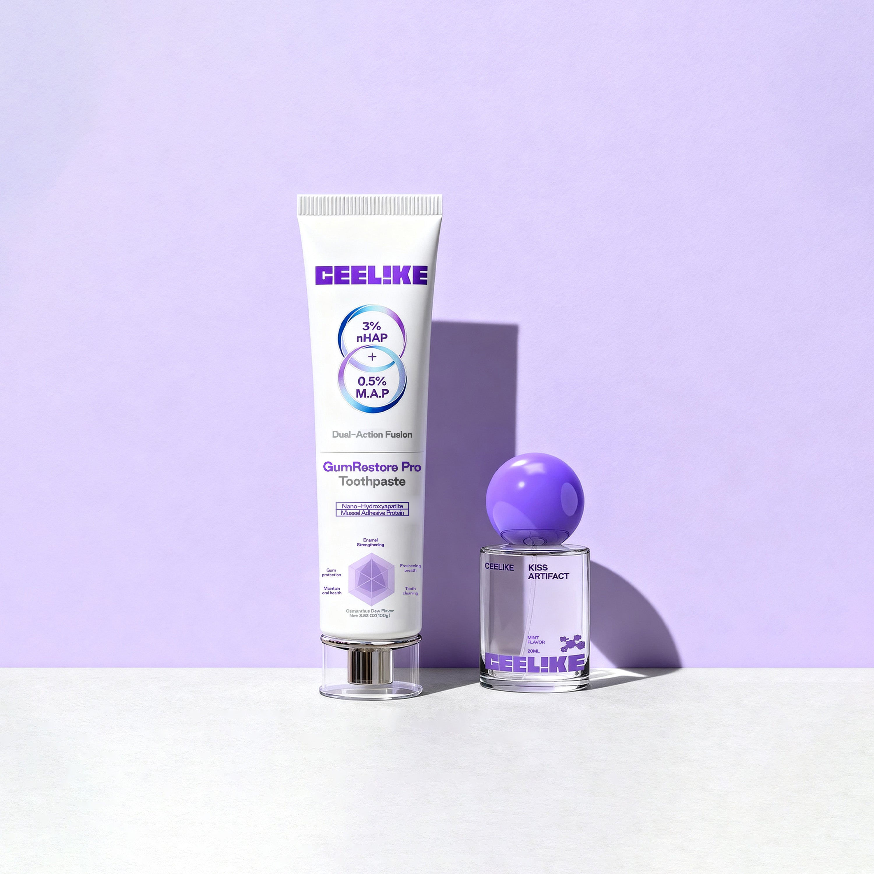 CEELiKE Mussel Adhesive Protein Repair Toothpaste + Probiotics Oral Spray Duo Set